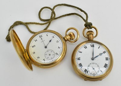 Lot 1536 - Two gold plated pocket watches comprising a...