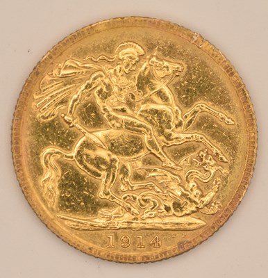 Lot 1474 - A George V full sovereign, 1914.