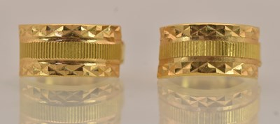 Lot 1362 - A pair of 22ct yellow gold small hoop earrings,...
