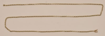 Lot 1339 - A 9ct yellow gold dainty belcher link necklace,...