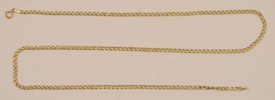 Lot 1347 - A 9ct yellow gold flat curb necklace with hoop...