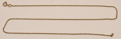 Lot 1353 - A 9ct yellow gold dainty twist necklace with...