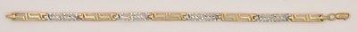 Lot 1434 - A 9ct yellow and white gold Greek key bracelet,...