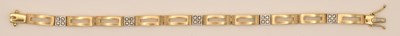 Lot 1419 - A 9ct two-tone gold contemporary bracelet,...