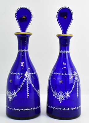 Lot 641 - A pair of Victorian Bristol blue glass...