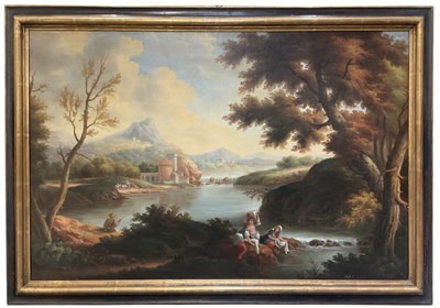 Lot 209 - UNATTRIBUTED; large oil on canvas, rural...