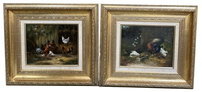 Lot 256 - A modern oil on board, rural scene with seven...