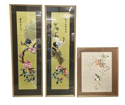 Lot 1016 - A pair of modern Chinese rectangular silk...