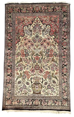 Lot 117 - A good hand woven silk ground Qom carpet,...