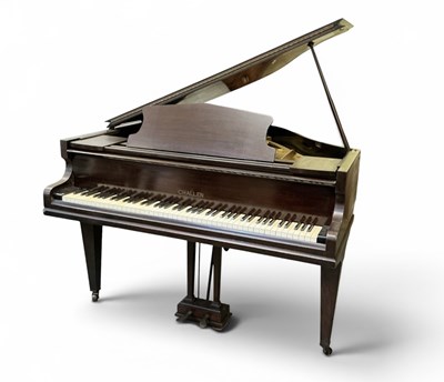 Lot 415 - CHALLEN; a baby grand piano, on tapering...