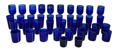 Lot 630 - RALPH LAUREN; a part suite of blue crystal...