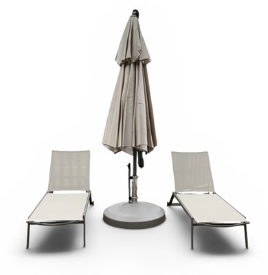 Lot 175 - A pair of modern metal framed mesh weave...