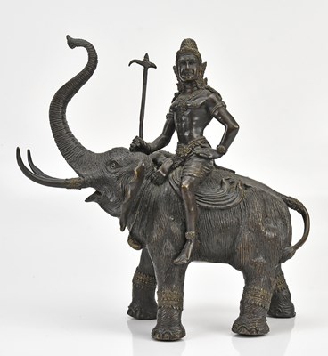 Lot 1139 - A bronze figure of Idra on an elephant's back,...