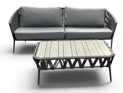 Lot 176 - A modern woven metal framed garden three...