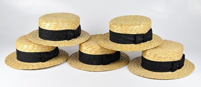 Lot 1282 - DUNN & CO, LONDON; five vintage straw boater...
