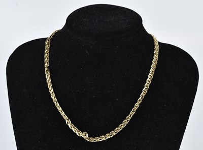 Lot 268 - A 9ct yellow gold flat link necklace, 430mm,...