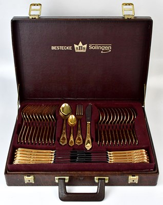 Lot 536 - A Bestecke Solingen gold-plated canteen of...