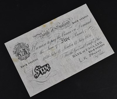 Lot 642 - BANK OF ENGLAND; an L K O'Brien white £5 note,...