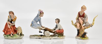 Lot 1302 - CAPODIMONTE; two figures comprising a maiden...