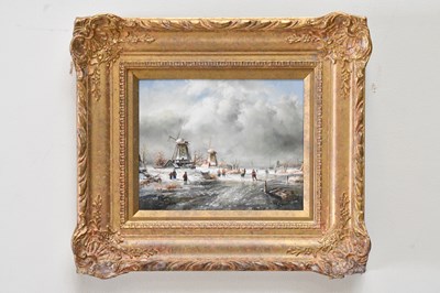 Lot 1642 - VAN MEURS: oil on panel, 'Winter Scene',...