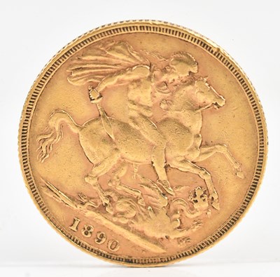 Lot 523 - A Victorian full sovereign, 1890, Jubilee head.