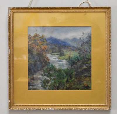 Lot 1086 - ADA DYSON; watercolour, river scene, unsigned,...