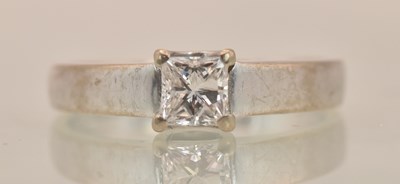 Lot 1225 - An 18ct white gold diamond set solitaire ring,...