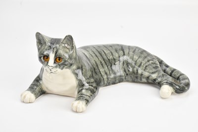 Lot 1453 - WINSTANLEY; a figure of a grey cat, length...