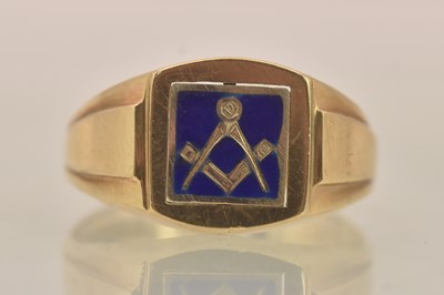 Lot 1248 - MASONIC INTEREST; a 9ct yellow gold Masonic...