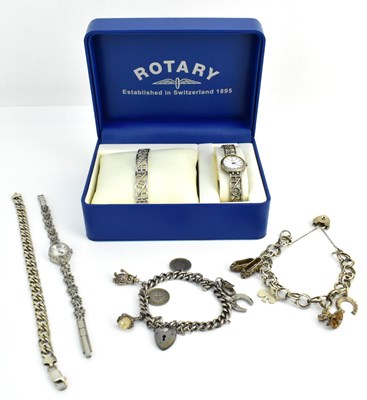 Lot 1458 - A group of silver and silver plated jewellery...