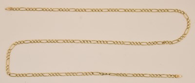 Lot 1336 - A 9ct yellow gold figaro link necklace...