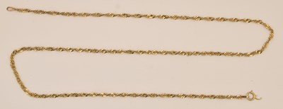 Lot 1338 - A 9ct bright yellow gold double twist dainty...