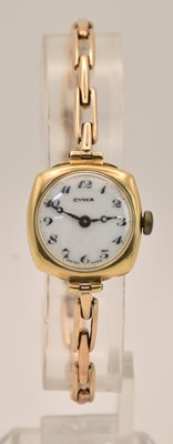 Lot 1526 - CYMA; a lady's 9ct yellow gold cased...
