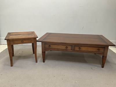 Lot 1101 - A large reproduction four drawer coffee table,...