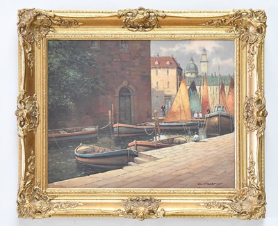 Lot 1092 - G VIGANO (Italian, 20th century); oil on...