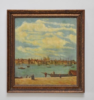 Lot 1077 - UNATTRIBUTED; large oil on canvas, Venetian...