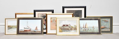 Lot 1087 - K DIX; five watercolours, boating scenes, also...