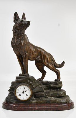 Lot 341 - A Victorian spelter mantel clock modelled as...