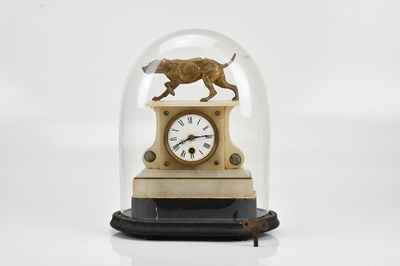 Lot 356 - A Victorian alabaster eight day mantel clock,...