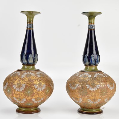 Lot 1373 - ROYAL DOULTON; a pair of Slater's Patent vases...