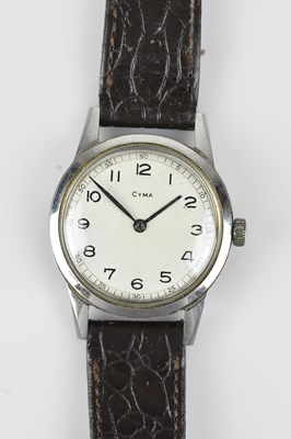 Lot 1231 - CYMA; a gentleman's stainless steel wristwatch,...