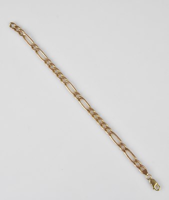 Lot 61 - A 9ct yellow gold flat link bracelet, length...