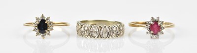 Lot 493 - A 9ct yellow gold cluster dress ring set with...