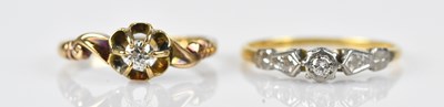 Lot 458 - An 18ct yellow gold diamond set solitaire ring...