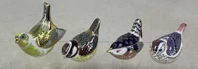 Lot 187 - ROYAL CROWN DERBY; four bird paperweights,...
