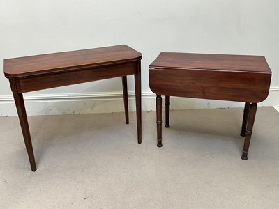 Lot 240 - A 19th century fold-over mahogany card table,...