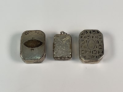 Lot 476 - Three hallmarked silver vinaigrettes, TH,...