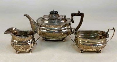 Lot 455 - An Edwardian hallmarked silver three piece tea...