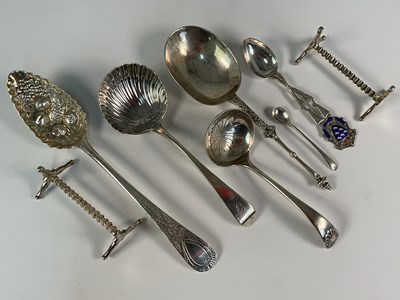 Lot 433 - A group of hallmarked silver cutlery items,...