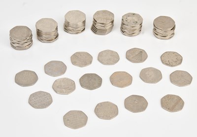 Lot 606 - A collection of 50p coins comprising 2014...